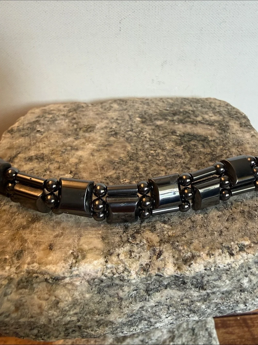 Men's Black Hematite Magnetic Bead Bracelet